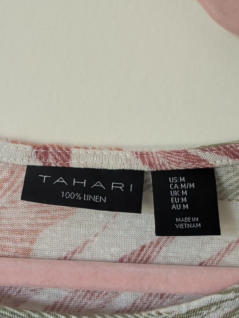 Tahari Linen Tropical Short Sleeve Tee Size Medium - Picture 4 of 4